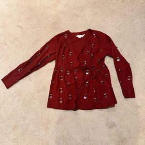 From Anthropologie, Dhruv Kapoor wrap blouse with beaded detail